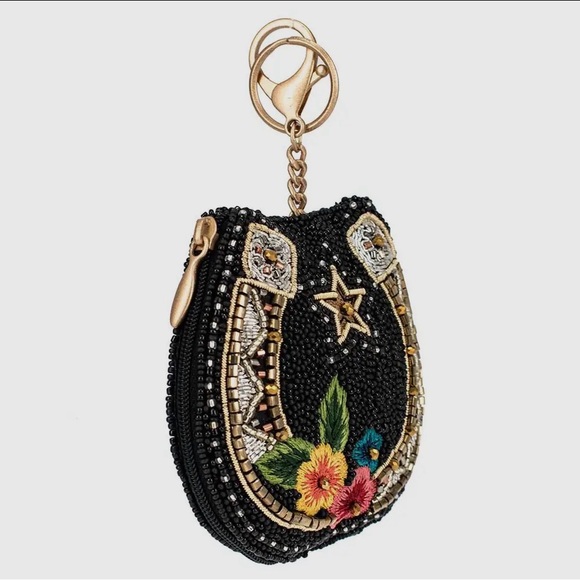 Mary Frances Black Beaded Horseshoe Keychain Purse - Picture 3 of 6